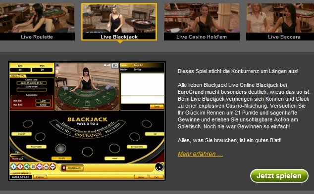 Live Blackjack spielen