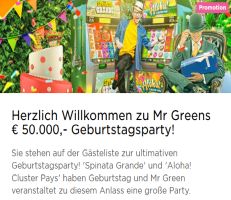 Mr. Green feiert Geburtstag – jetzt mitfeiern