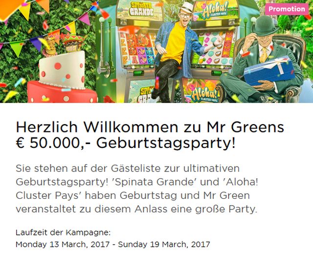 Mr. Green Bonusaktion 2017