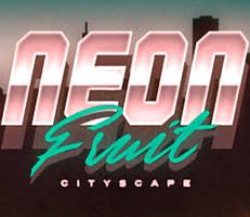 Neon Fruit Cityscape Logo